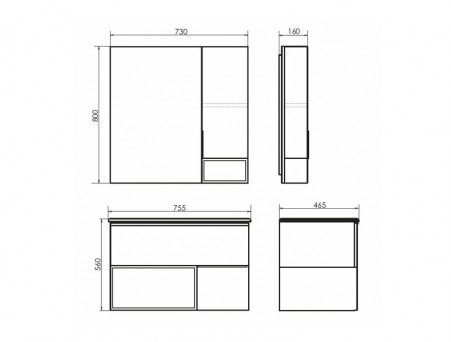 Зеркало-Шкаф «Comforty» Франкфурт-75, 73x80x16см, Дуб Шоколадно-Коричневый (00004151044CF)