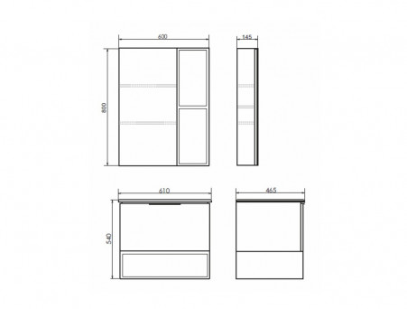 Зеркало-Шкаф «Comforty» Франкфурт-60, LED Подсветка, 60x80x14,5см, Бетон Светлый (00-00014141CF)