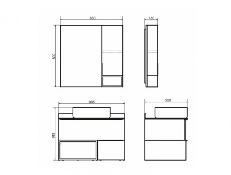 Зеркало-Шкаф «Comforty» Штутгарт-90, 88x80x16см, Дуб Темно-Коричневый (00004151038CF)