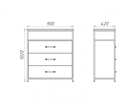 Комод «Comforty» Лофт-90, 90x102x42см, Дуб Темно-Коричневый (00-00012374CF)