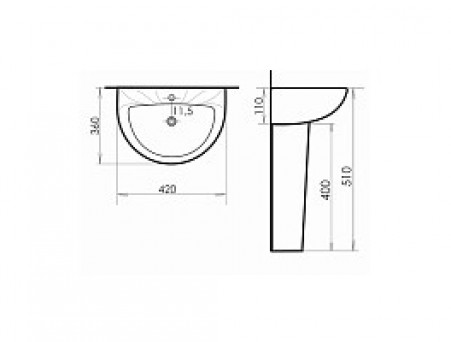 Комплект «Comforty» Детский: Раковина с Донным Клапаном, Пьедестал (0991W/DK-02/P0991W)