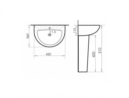 Комплект «Comforty» Детский: Раковина с Донным Клапаном, Смеситель, Пьедестал (0991W/DK-02/P0991W/01W)