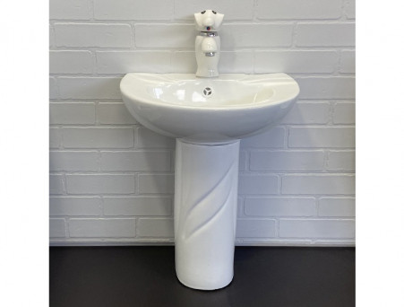 Комплект «Comforty» Детский: Раковина с Донным Клапаном, Смеситель, Пьедестал (0991W/DK-02/P0991W/01W)