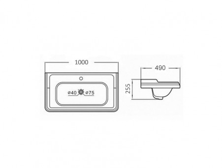 Раковина «Comforty» 100x25,5x49см, Белая (3310)