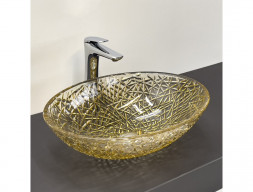 Раковина «Comforty» Стеклянная, Овальная, 50,5x15,5x36см, Шампань (CF28004)