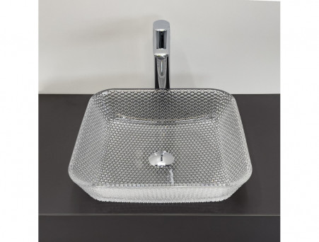 Раковина Накладная «Comforty» Квадратная, Стеклянная, 40x11x40см, Прозрачная (CF23001)