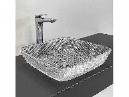 Раковина Накладная «Comforty» Квадратная, Стеклянная, 40x11x40см, Прозрачная (CF23001)