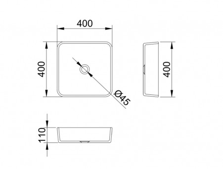 Раковина Накладная «Comforty» Квадратная, Стеклянная, 40x11x40см, Прозрачная (CF23001)
