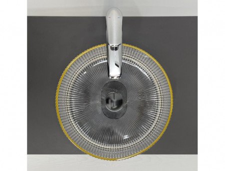 Раковина Накладная «Comforty» Стеклянная, 40x12x40см, Прозрачная с Золотом (CF21002)