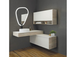 Тумба «Comforty» Клеон-120, 120x41,8x42см, Дуб Дымчатый, Белая Столешница (00-00001851CF)