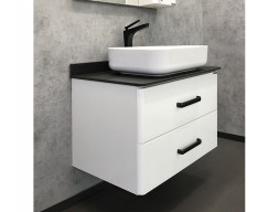 Тумба с Раковиной «Comforty» Амстердам-75, 75x64,5x50см, Белый, Черная Столешница (00-00004668CF)