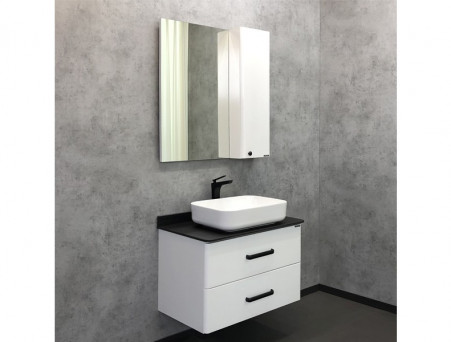 Тумба с Раковиной «Comforty» Амстердам-75, 75x64,5x50см, Белый, Черная Столешница (00-00004668CF)