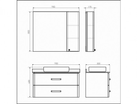 Тумба с Раковиной «Comforty» Амстердам-95, 95x64,5x50см, Белый, Столешница под Мрамор (00-00014001CF)