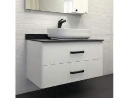 Тумба с Раковиной «Comforty» Амстердам-95, 95x64,5x50см, Белый, Черная Столешница (00-00005494CF)