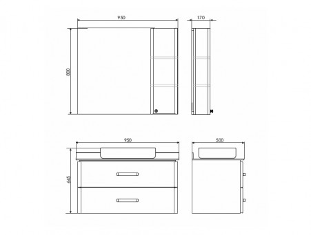 Тумба с Раковиной «Comforty» Амстердам-95, 95x64,5x50см, Белый, Черная Столешница (00-00005494CF)