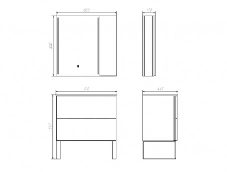 Тумба с Раковиной «Comforty» Бильбао-80, 81x85x46,5см, Серый Шелк (00-00017176CF)