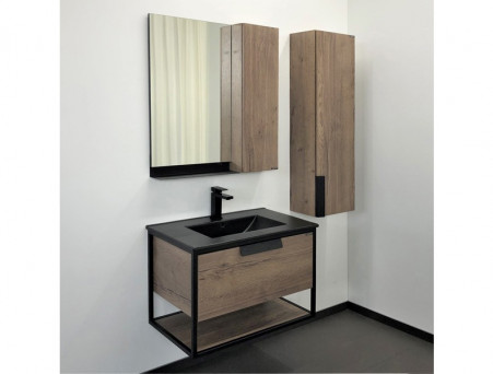 Тумба с Раковиной «Comforty» Бонн-75, 75,5x52x46,5см, Дуб Темный (00-00001936CF)