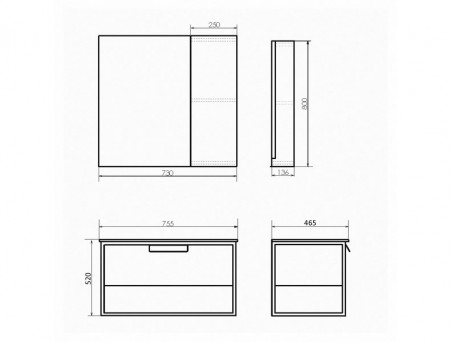 Тумба с Раковиной «Comforty» Бонн-75, 75,5x52x46,5см, Дуб Темный (00-00001936CF)