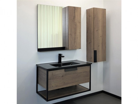 Тумба с Раковиной «Comforty» Бонн-90, 91x52x46,5см, Дуб Темный (00-00001937CF)