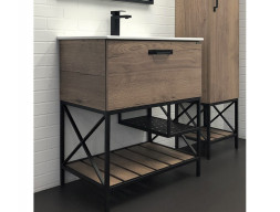 Тумба с Раковиной «Comforty» Бредфорд-75, 75,5x87x46,5см, Дуб Темный (00-00008074CF)