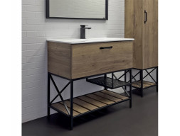 Тумба с Раковиной «Comforty» Бредфорд-90, 91x87x46,5см, Дуб Темный (00-00009403CF)