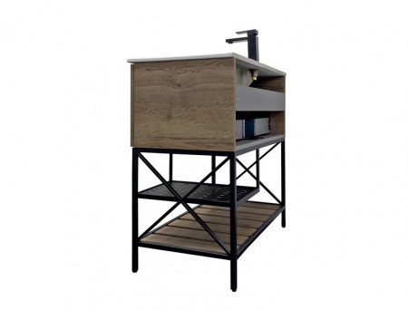 Тумба с Раковиной «Comforty» Бредфорд-90, 91x87x46,5см, Дуб Темный (00-00009403CF)