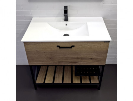 Тумба с Раковиной «Comforty» Бредфорд-90, 91x87x46,5см, Дуб Темный (00-00009403CF)
