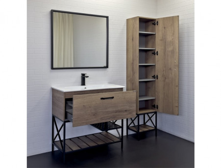 Тумба с Раковиной «Comforty» Бредфорд-90, 91x87x46,5см, Дуб Темный (00-00009403CF)