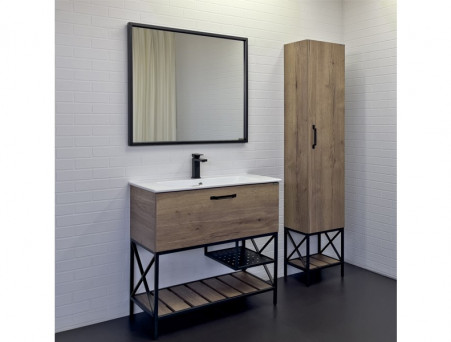 Тумба с Раковиной «Comforty» Бредфорд-90, 91x87x46,5см, Дуб Темный (00-00009403CF)