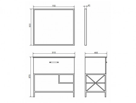 Тумба с Раковиной «Comforty» Бредфорд-90, 91x87x46,5см, Дуб Темный (00004148003CF)