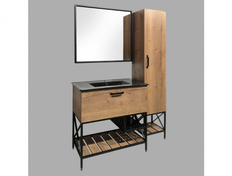 Тумба с Раковиной «Comforty» Бредфорд-90, 91x87x46,5см, Дуб Темный (00004148003CF)