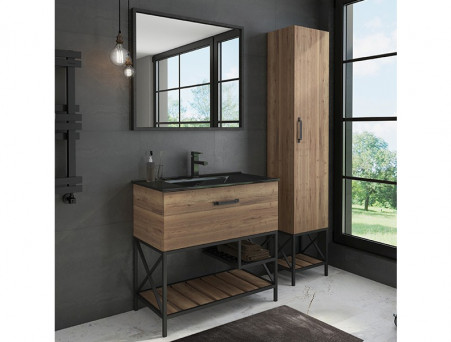 Тумба с Раковиной «Comforty» Бредфорд-90, 91x87x46,5см, Дуб Темный (00004148003CF)