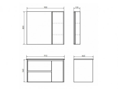 Тумба с Раковиной «Comforty» Бремен-90, 91x56x46,5см, Дуб Белый (00004142375CF)