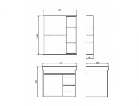 Тумба с Раковиной «Comforty» Вена-70, 70,5x61x45см, Дуб Дымчатый (00-00008929CF)