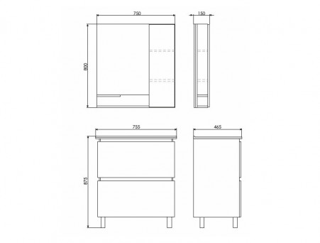 Тумба с Раковиной «Comforty» Верона-75, 75,5x87,5x46,5см, Дуб Белый (00004137102CF)