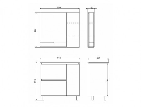 Тумба с Раковиной «Comforty» Верона-90, 91x87,5x46,5см, Дуб Белый (00-00001972CF)