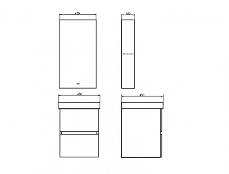 Тумба с Раковиной «Comforty» Дартфорд-45, 45x60x45см, Дуб Темно-Коричневый (00-00013694CF)