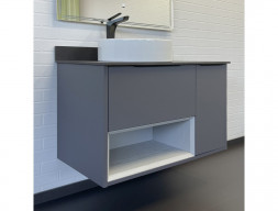 Тумба с Раковиной «Comforty» Джанкой-90, 90x67,2x50см, Антрацит, Черная Столешница (00-00017878CF)