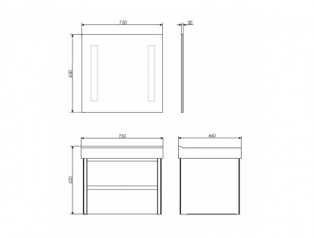 Тумба с Раковиной «Comforty» Дублин-75, 75x62x46см, Белый (00004137103CF)