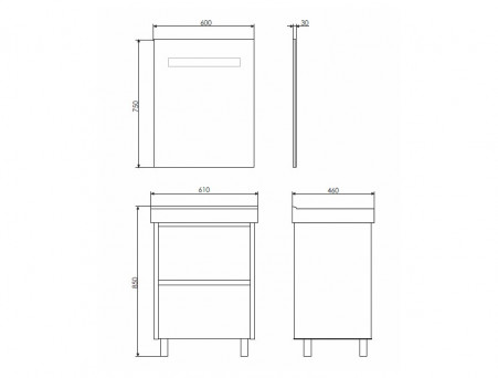 Тумба с Раковиной «Comforty» Дублин-60, 61x85x46см, Белый (00004137134CF)