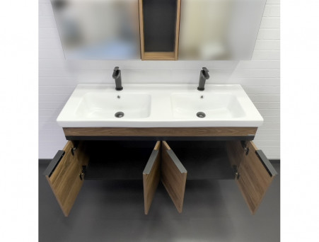 Тумба с Раковиной «Comforty» Дуэт-125, 125x60x47см, Дуб Темно-Коричневый (00-00017178CF)