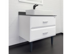Тумба с Раковиной «Comforty» Империя-80, 80x89x52см, Белый, Графитовая Столешница (00-00014817CF)