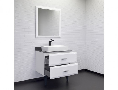 Тумба с Раковиной «Comforty» Империя-80, 80x89x52см, Белый, Графитовая Столешница (00-00014817CF)