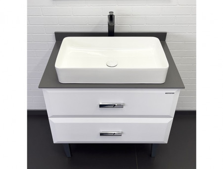 Тумба с Раковиной «Comforty» Империя-80, 80x89x52см, Белый, Графитовая Столешница (00-00014817CF)