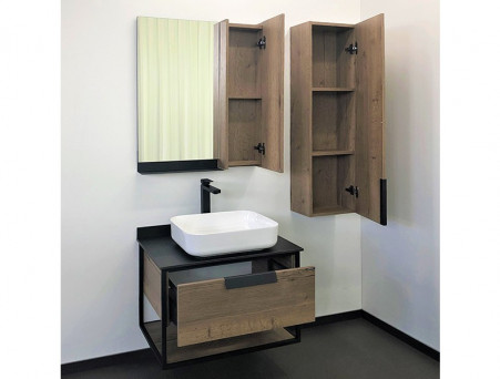 Тумба с Раковиной «Comforty» Кёльн-75, 75,5x64,5x52см, Дуб Темный, Черная Столешница (00004149065CF)