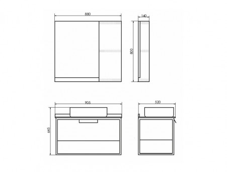 Тумба с Раковиной «Comforty» Кёльн-90, 90,5x64,5x52см, Дуб Темный, Черная Столешница (00004149965CF)