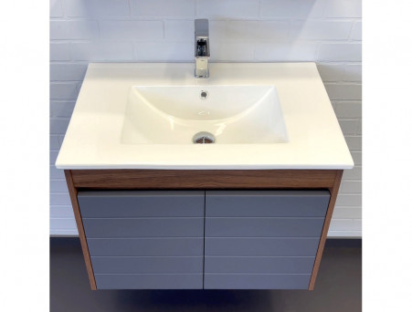 Тумба с Раковиной «Comforty» Кемер-75, 75,5x51,5x46,5см, Антрацит/Дуб Темно-Коричневый (00-00017883CF)