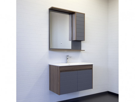 Тумба с Раковиной «Comforty» Кемер-75, 75,5x51,5x46,5см, Антрацит/Дуб Темно-Коричневый (00-00017883CF)