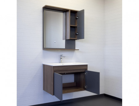 Тумба с Раковиной «Comforty» Кемер-75, 75,5x51,5x46,5см, Антрацит/Дуб Темно-Коричневый (00-00017883CF)