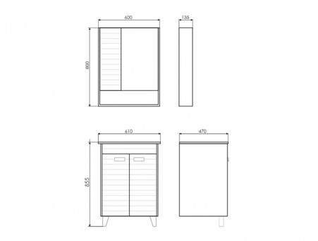 Тумба с Раковиной «Comforty» Клеон-60, 61x85,5x47см, Дуб Дымчатый (00-00002044CF)